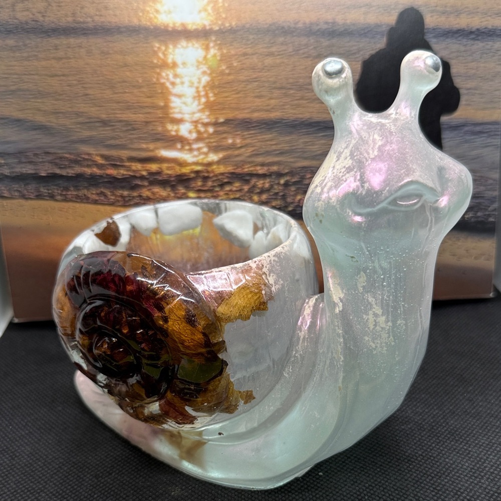 WhimsicalResin Iridescent Snail “Planter “